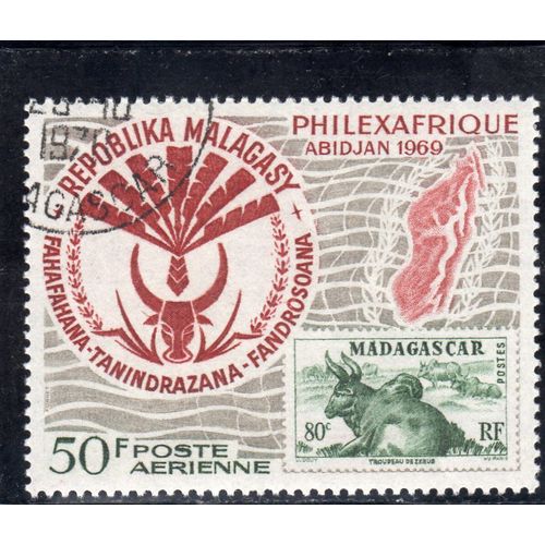 Timbre De Poste Aérienne De Madagascar (Exposition Philatélique Philexafrique D'abidjan, Timbre Sur Timbre)