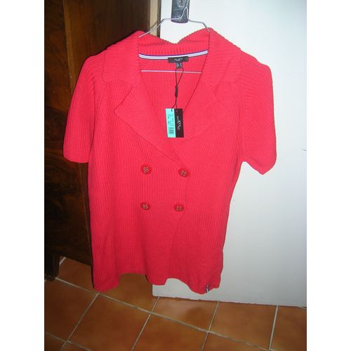 Gilet Tunique Un Jour Ailleurs Double Boutonnage 50% Coton,50% Acrylique 46 Rouge