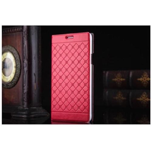 Etui A Rabat Samsung Galaxy Note 4 Rouge Bordeaux Business Design Cuir Simili (Tpu)