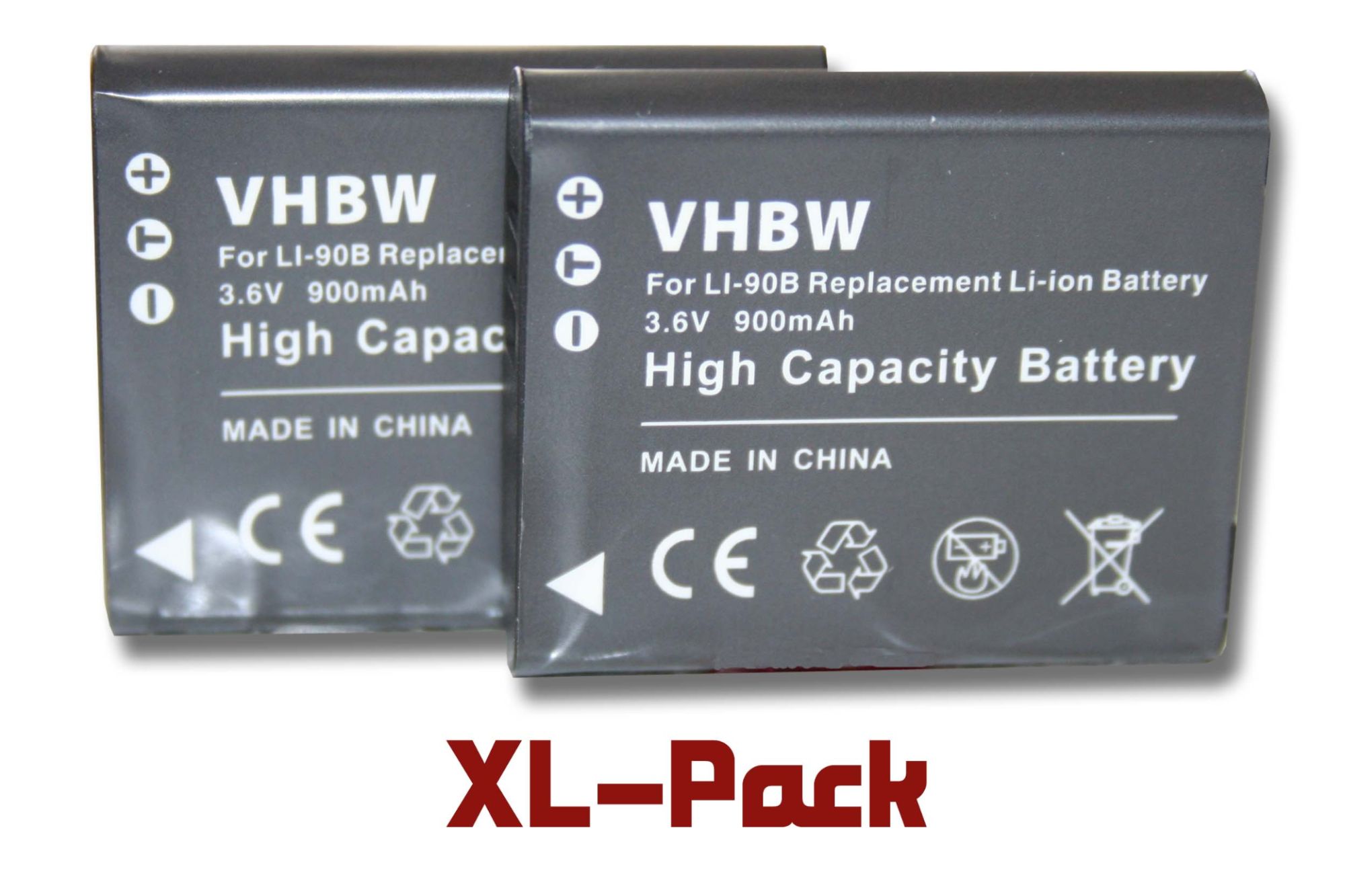 vhbw 2x Batteries compatible avec Olympus Tough TG-1, TG-1 iHS, TG-2, TG-2 iHS, TG-3, TG-5 appareil photo, reflex numérique (900mAh, 3,6V, Li-ion)