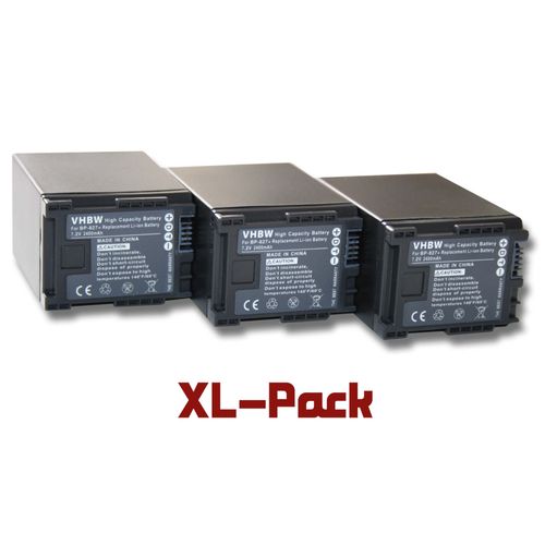 vhbw 3x Batteries compatible avec Canon FS40, HF11 HD, HF10, HF100, FS400 caméra vidéo caméscope (2400mAh, 7,2V, Li-ion) avec puce d'information, BP-827