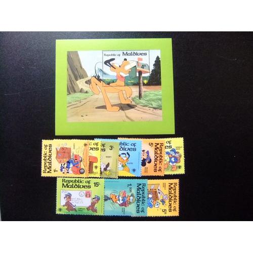 Maldives 1979 Pesonajes De Walt Disney - El Correo - Yvert 785 / 93 + Bloc 59 ** Mnh