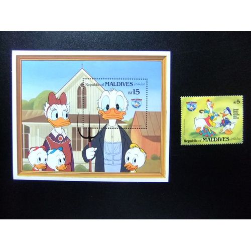 Maldives 1984 Pesonajes De Walt Disney - Donald Y Gus - Yvert 988 + Bloc 102 ** Mnh