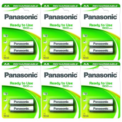 Panasonic Lot de 6 Blisters de 2 Piles Rechargeable NiMH Mignon AA 1900 mAh Ready to use