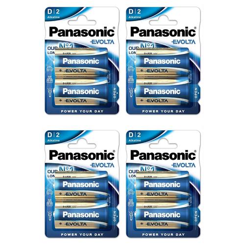 Panasonic Lot de 4 Blisters de 2 Piles Evolta Mono / D / LR20