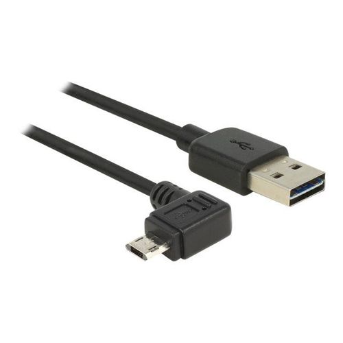 Delock - Câble USB - USB (M) droit pour Micro-USB de type B (M) incliné - USB 2.0 - 3 m - connecteurs réversibles - noir