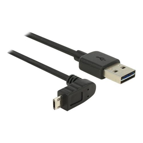 Delock - Câble USB - USB (M) droit pour Micro-USB de type B (M) incliné - USB 2.0 - 2 m - connecteurs réversibles - noir