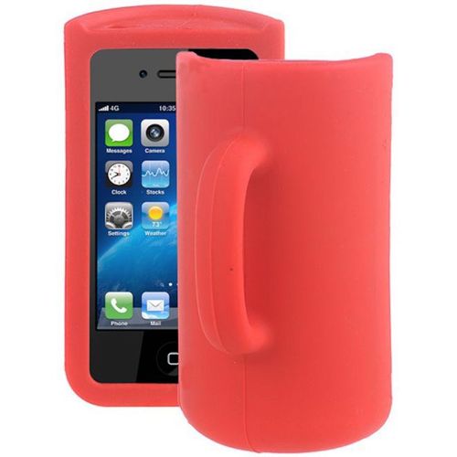 Coque Case Iphone 4 4s Mug Tasse 3d Rouge Retro Design Silicone Souple (Tpu)