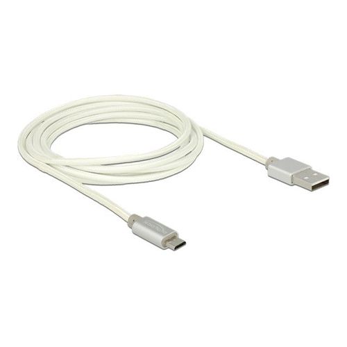 Delock - Câble USB - Micro-USB de type B (M) pour USB (M) - USB 2.0 - 2 m - blanc