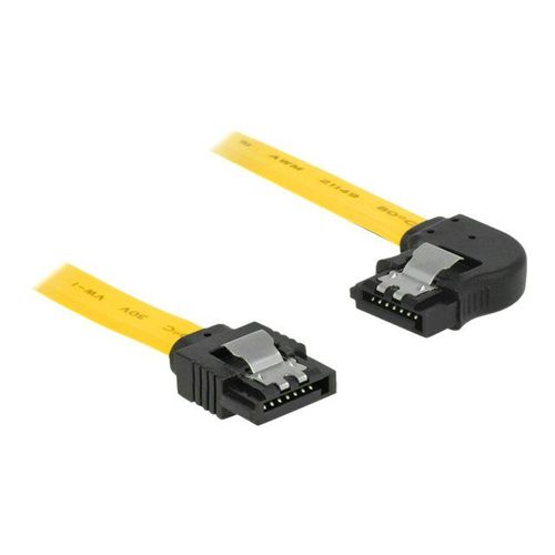 Delock - Câble SATA - Serial ATA 150/300/600 - SATA (M) pour SATA (M) - 20 cm - verrouillé, connecteur à angle gauche - jaune