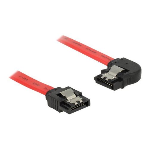 Delock - Câble SATA - Serial ATA 150/300/600 - SATA (M) pour SATA (M) - 50 cm - verrouillé, connecteur à angle gauche - rouge