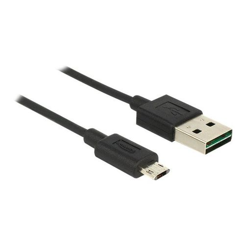 Delock EASY-USB - Câble USB - Micro-USB de type B (M) pour USB (M) - USB 2.0 - 1 m - connecteur A réversible, connecteur B micro réversible - noir