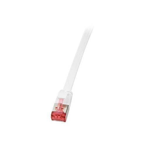 LogiLink SlimLine - Cordon de raccordement - RJ-45 (M) pour RJ-45 (M) - 25 cm - U/FTP, PiMF - CAT 6 - moulé, sans crochet, plat - blanc