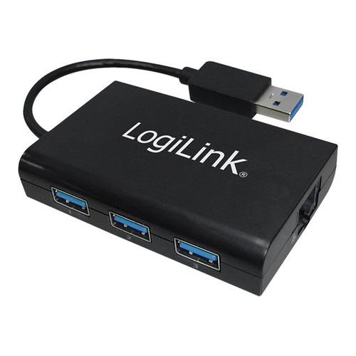 LogiLink USB3.0 3-Port Hub with Ethernet - Concentrateur (hub) - 3 x SuperSpeed USB 3.0 + 1 x 10/100/1000 - de bureau