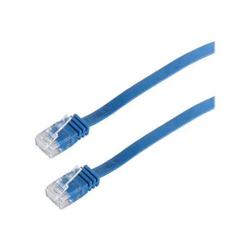 Helos - Cordon de raccordement - RJ-45 (M) pour RJ-45 (M) - 25 cm - UTP - CAT 6 - moulé, plat - bleu