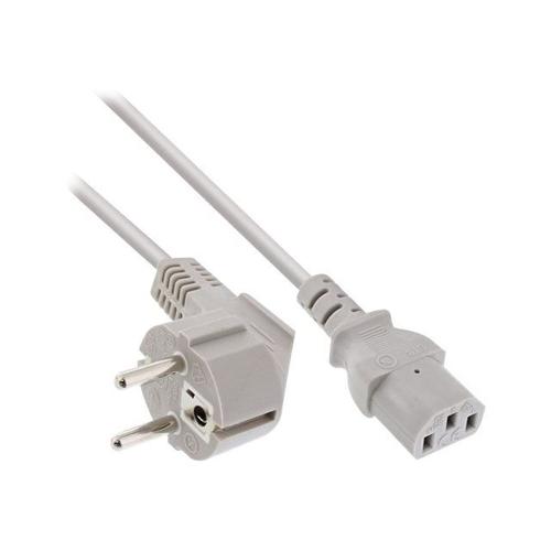 InLine - Câble d'alimentation - power CEE 7/7 (P) incliné pour power IEC 60320 C13 - 1 m - gris