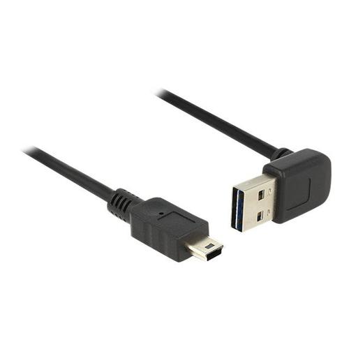 Delock Easy - Câble USB - USB (M) incliné vers le haut/bas, réversible pour mini USB type B (M) - USB 2.0 - 5 m - noir