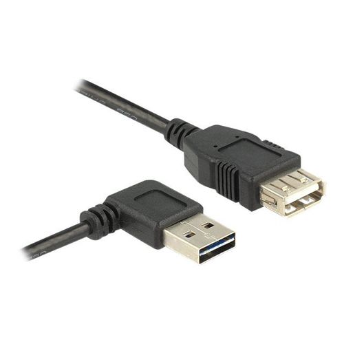 Delock Easy - Rallonge de câble USB - USB (M) à angle gauche/droit, réversible pour USB (F) - USB 2.0 - 50 cm - noir