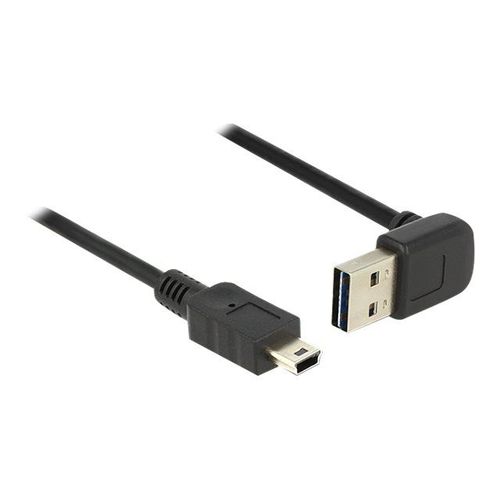 Delock Easy - Câble USB - USB (M) incliné vers le haut/bas, réversible pour mini USB type B (M) - USB 2.0 - 50 cm - noir