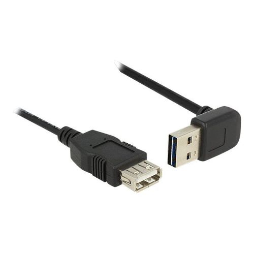 Delock Easy - Rallonge de câble USB - USB (M) incliné vers le haut/bas, réversible pour USB (F) - USB 2.0 - 50 cm - noir
