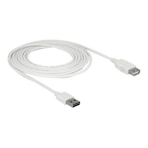 Delock Easy - Rallonge de câble USB - USB (M) reversible pour USB (F) - USB 2.0 - 3 m - blanc