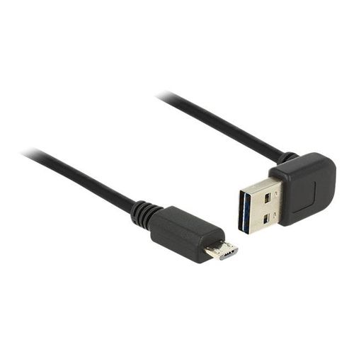 Delock Easy - Câble USB - USB (M) incliné vers le haut/bas, réversible pour Micro-USB de type B (M) - USB 2.0 - 50 cm - noir