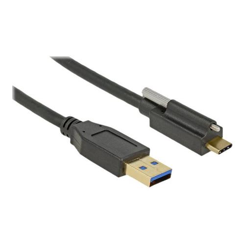 Delock - Câble USB - USB type A (M) pour 24 pin USB-C (M) - USB 3.1 Gen 2 - 3 A - 1 m - vis moletées - noir