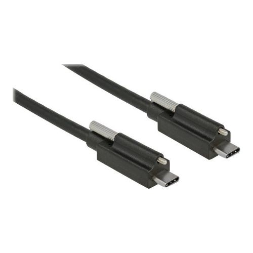 Delock - Câble USB - 24 pin USB-C (M) pour 24 pin USB-C (M) - USB 3.1 Gen 2 - 3 A - 1 m - vis moletées - noir