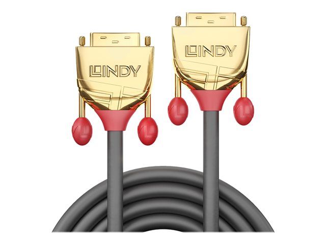 Lindy Gold - Câble DVI - liaison double - DVI-D (M) pour DVI-D (M) - 5 m - vis moletées - gris