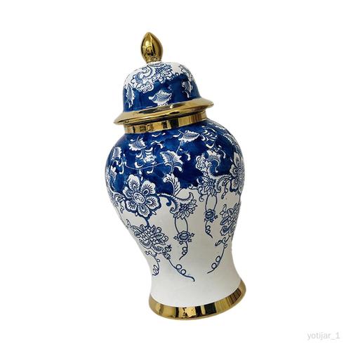 Pot en porcelaine bleu et blanc, Vase en céramique artisanal pour bureau,