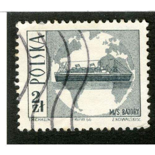 Timbre Oblitéré Polska, M/S Batory, 1966, 2 Zl