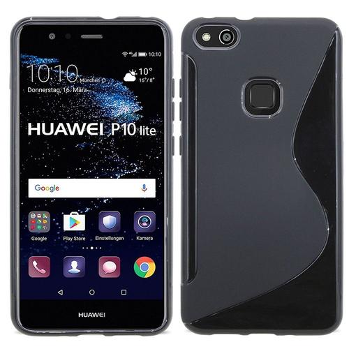 Coque Silicone Pour Huawei P10 Lite 5.2" Gel Motif S Au Dos - Noir