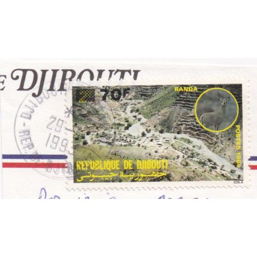 Timbre République De Djibouti : Randa, Valeur Initiale 2 F Rectifiée À 70 F