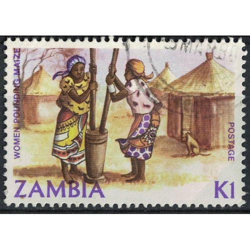 Zambie 1983 Oblitéré Used Women Pounding Maize Femmes Battant Le Maïs