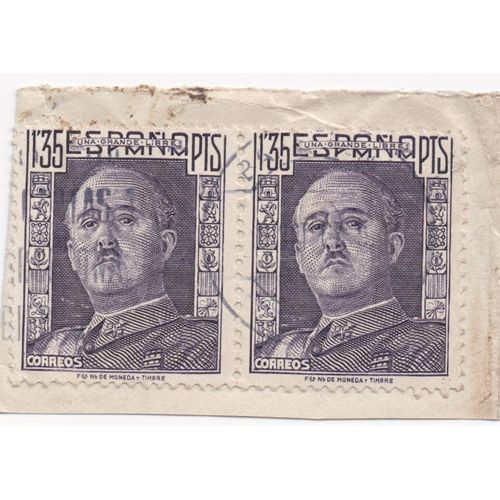 Timbre Espagne : 2 Timbres Oblitérés Général Franco, 1,35 Pts