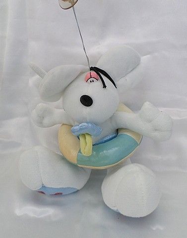 Peluche Style Bébé Diddl Avec Bouée Et Sucette Bleu Et Jaune