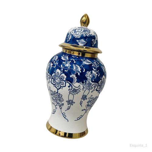 Vase en céramique chinois, pot en porcelaine bleue et blanche pour