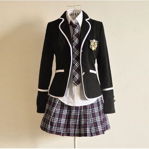 Écolière Ensemble Vêtement Laine Coton Uniforme Scolaire Fille Japonais Costume Anime Femme Cosplay Halloween Carnaval