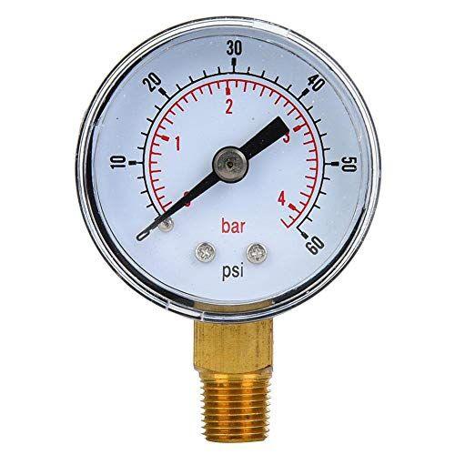 Manomètre mécanique Manomètre Outil de mesure 1/8" BSPT Connexion inférieure pour la mesure de l'air, de l'huile et de l'eau (0-60 psi, 0-4 bar)