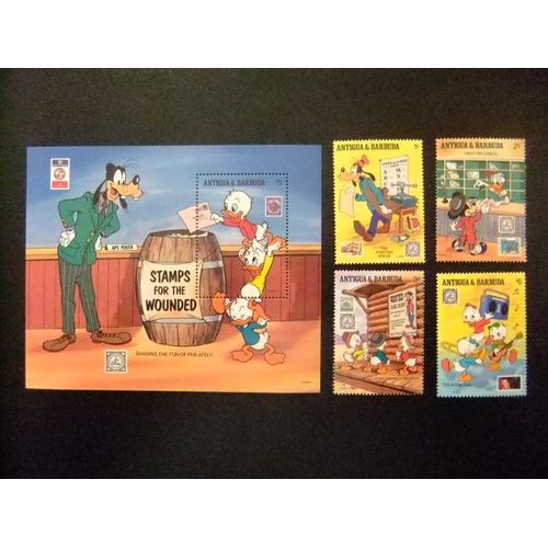 Antigua Barbuda 1989 Walt Disney Yvert 1186 / 89 ** + Bloc 164 ** Mnh