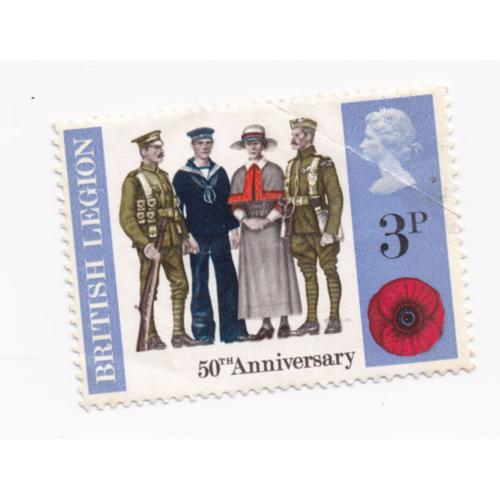 Timbre Royaume Uni : Timbre Non Oblitéré, British Legion 50th Anniversary, 3 Pence