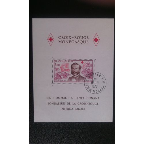 Timbre Monaco ( Yt Bf 15 ) 1978 Henri Dunant (1828-1910), Fondateur De La Croix-Rouge