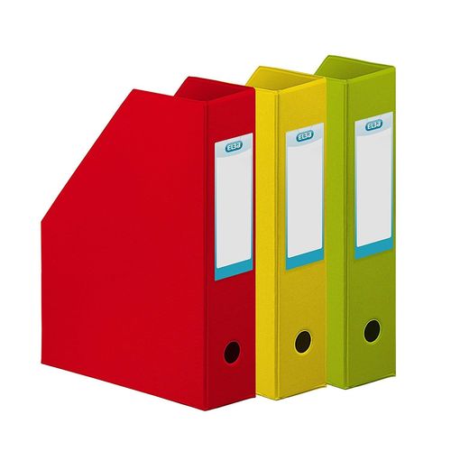 Elba Lot De 3 Porte-Revues Pvc Dos 7 Cm Tonic Rouge/Vert/Jaune