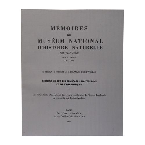 Recherches Sur Les Crustacés Souterrains Et Mésopsammiques Tome1 Les Bathynellacés (Malacostraca) Des Régions Méridionales De L4europe Occidentale