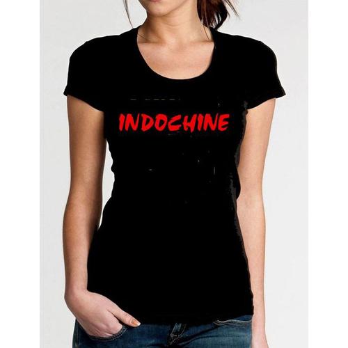 T-Shirt Indochine Noir Pour Femme Logo Taille Xs S M L Xl 2xl 3xl