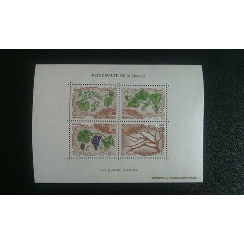 Timbre Monaco ( Yt Bf 36 ) 1986 Branche D'un Arbousier Dans Les Quatre Saisons