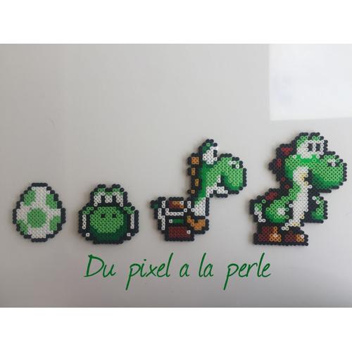 Perler tête de Yoshi Verte en perles Hama-pixel art-perler beads-perles à  repasser