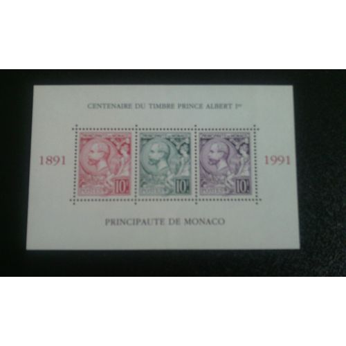 Timbre Monaco ( Yt Bf 53 ) 1991 Prince Albert I (1848-1922), Personnage Allégorique