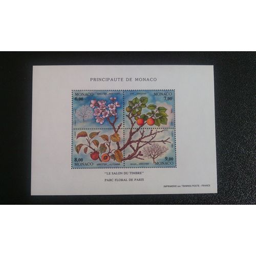 Timbre Monaco ( Yt Bf 67 ) 1994 Branche D'un Abricotier Dans Les Quatre Saisons