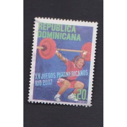 Timbre Republique Dominicaine Jeux Jo Rio 2007 Halterophilie